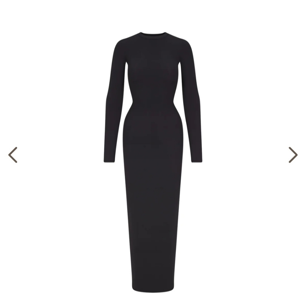 SKIMS FITS EVERYBODYCREW NECK LONG SLEEVE DRESS